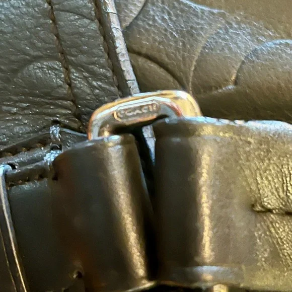 Coach Op Art Black Embossed Leather Messenger Bag